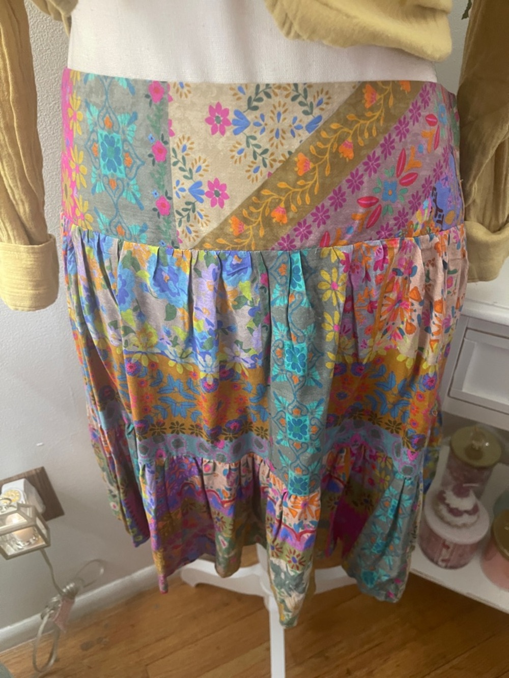 Natural Life Patchwork Print Ruffle Skirt